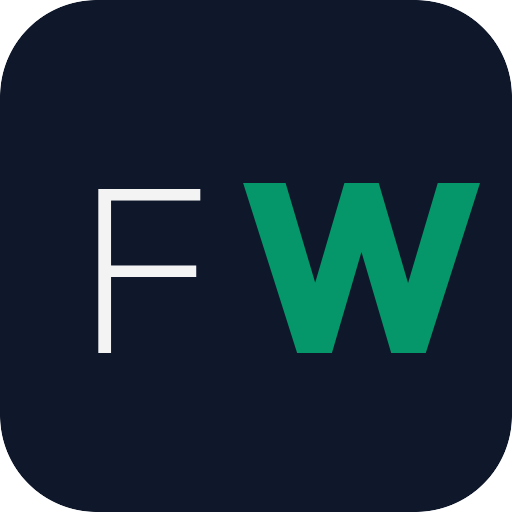 The FlareWarden icon: the letters F and W on a dark navy rounded square
